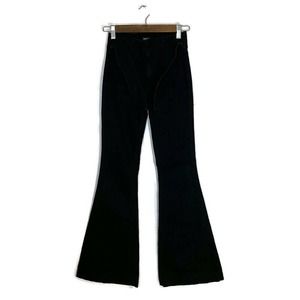 Urban Outfitters BDG High Rise Flare Jeans Sz 24 Built-In Belt Black 70s 60s